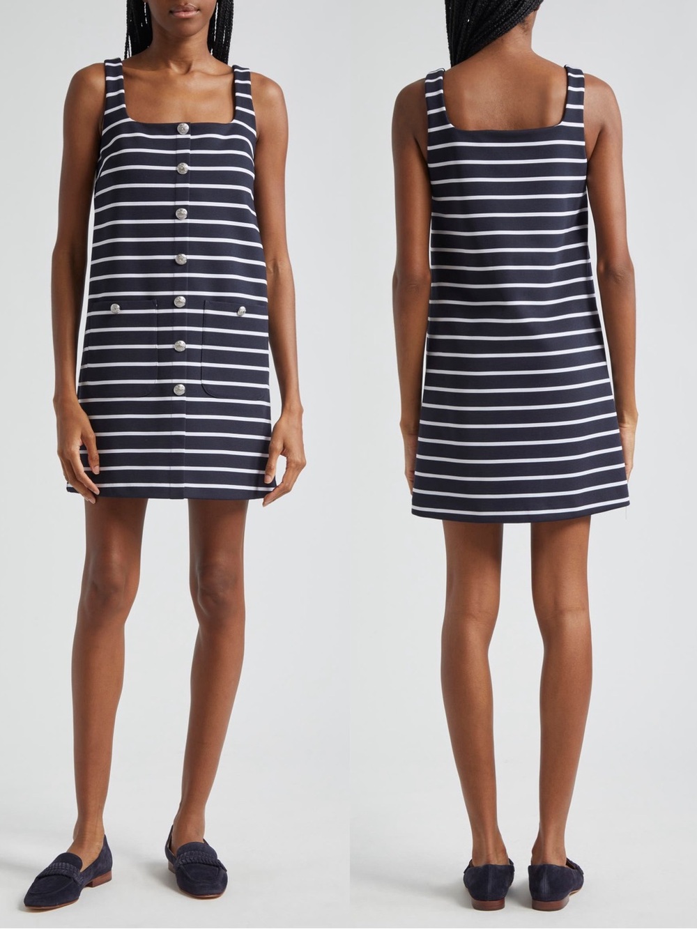 Veronica Beard Tibbie Stripe Knit Mini Dress Navy White Medium NWT